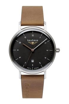 Bauhaus Herrenuhr Quarz mit Datum und Lederarmband